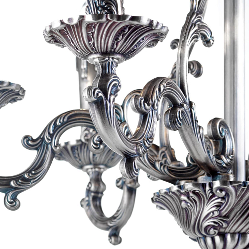 Lampadario Classico con Finitura Blu e Argento