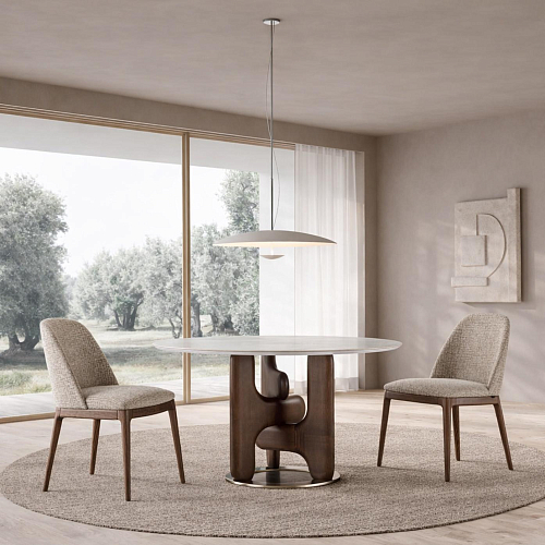 Tavolo da pranzo rotondo con piano in marmo Clifford