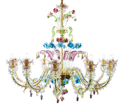 Lampadario Murano in Vetro Multicolore