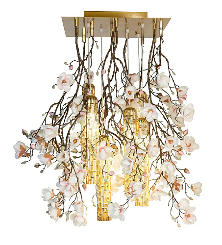 Lampadario Magnolia Bianco Oro
