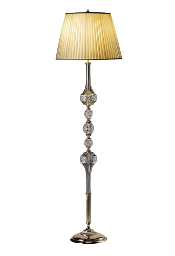 Lampada da Terra in Cristallo con Paralume Conico Avorio