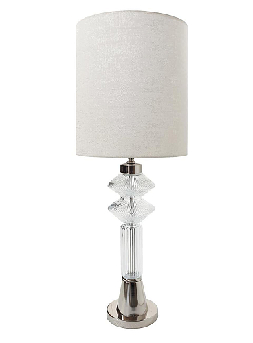 Lampada da Tavolo in Vetro di Murano con Finitura Nichel Lucido