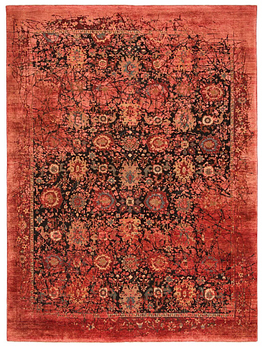 Tappeto Bidjar Paddington Pleasure Nero Rosso Seta