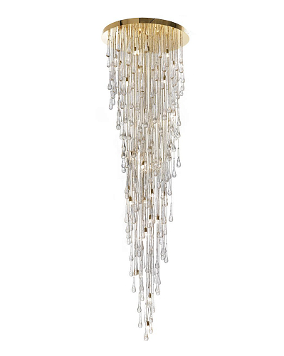 Lampadario a Cascata con Gocce in Vetro di Murano
