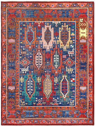 Tappeto Lusso Flat Blu/Rosso