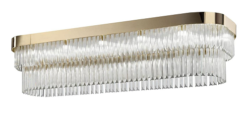 Lampadario di Lusso con Finitura Oro Soft e Vetro Triedro Trasparente