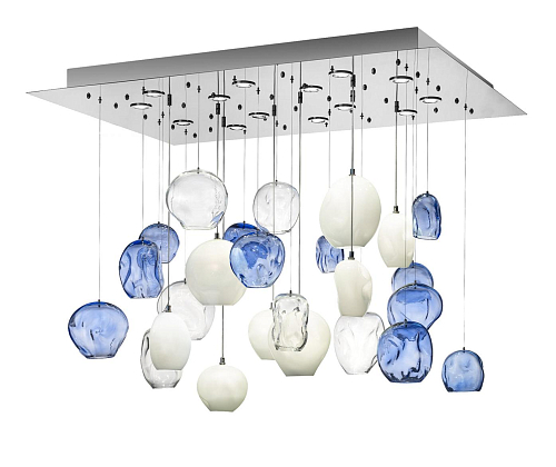 Lampadario Blue Motion in Vetro di Murano