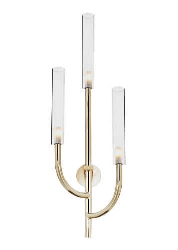 Applique con Finitura Oro e Paralumi in Vetro Pyrex Trasparente
