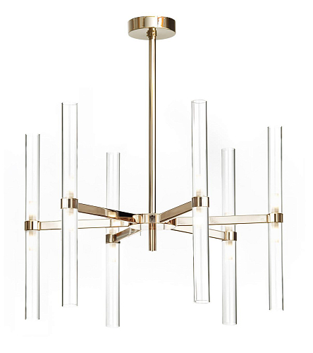Lampadario in Oro Soft con Cilindri in Vetro Borosilicato