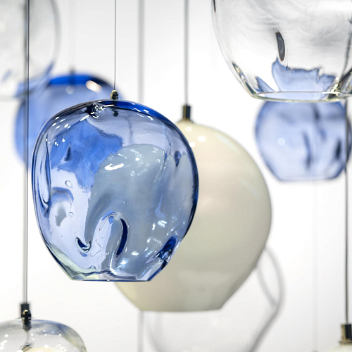 Lampadario Blue Motion in Vetro di Murano