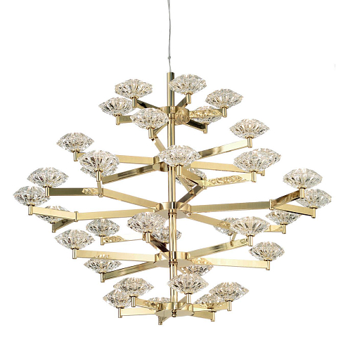Lampadario Art Deco in Cristallo Oro