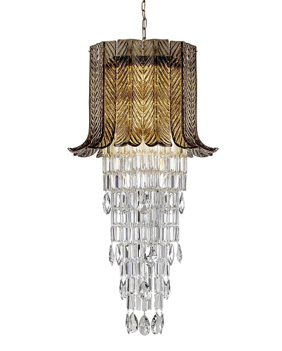 Lampadario con Foglie in Vetro di Murano