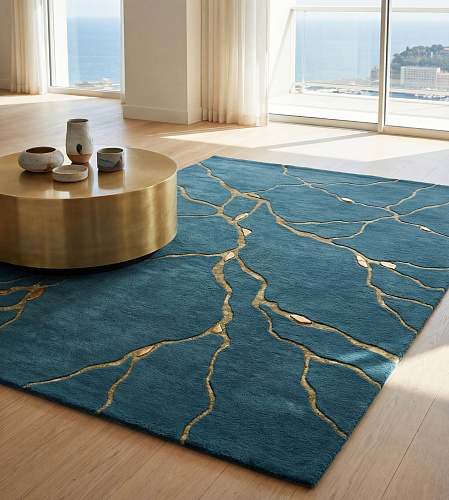 Tappeto Golden Veins Blue