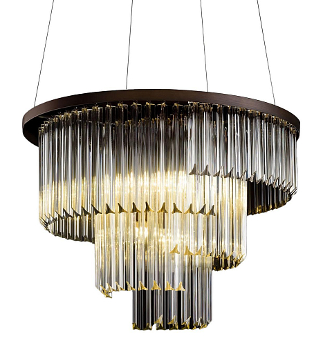Lampadario Rotondo in Vetro Triedro