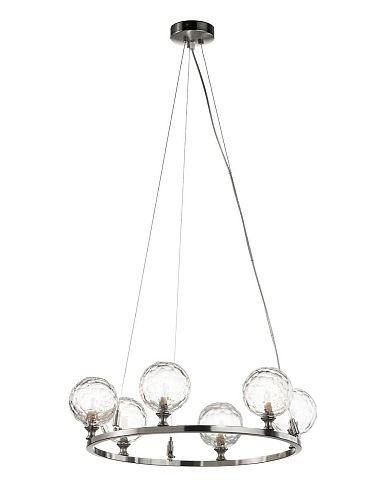Lampadario a 6 Luci in Nichel con Cristallo Tagliato a Mano
