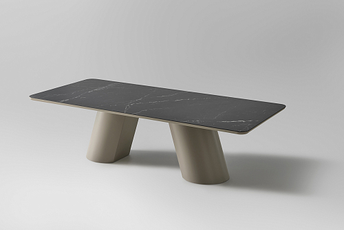 Tavolo da pranzo con piano in ceramica nera Altea