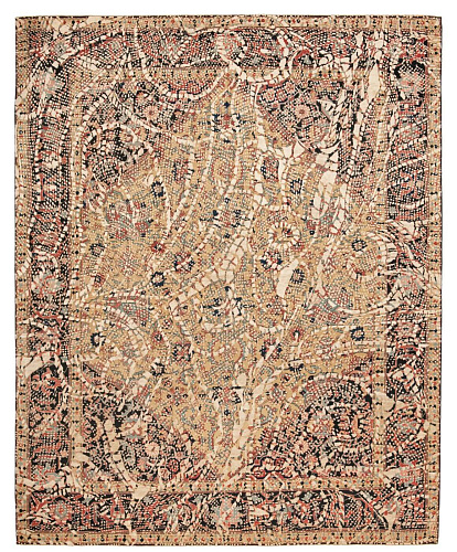 Tappeto Serapi Queensbury Lace Giallo Grigio Chiaro Seta