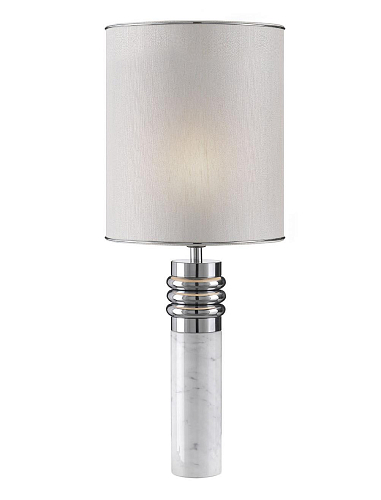 Lampada da Tavolo in Marmo di Carrara con Finitura Nichel e Ottone