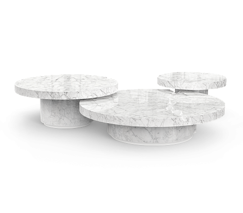 Set Tavolini Centrali in Marmo Carrara Dominion (3 Pezzi)