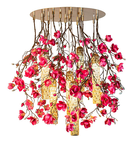 Lampadario Magnolia Rosa Oro