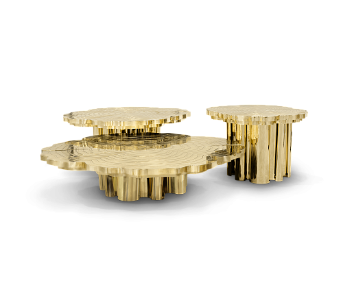 Set Tavolini da Caffè Fortuna Oro (3 Pezzi)