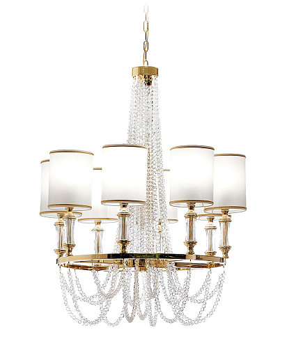 Lampadario in Cristallo con Finitura Oro Lucido