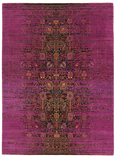 Tappeto Tabriz Stomped Navy Rosa Neon Cotone