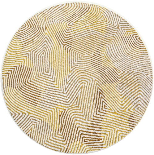 Tappeto Rotondo Giallo Hippy 9799