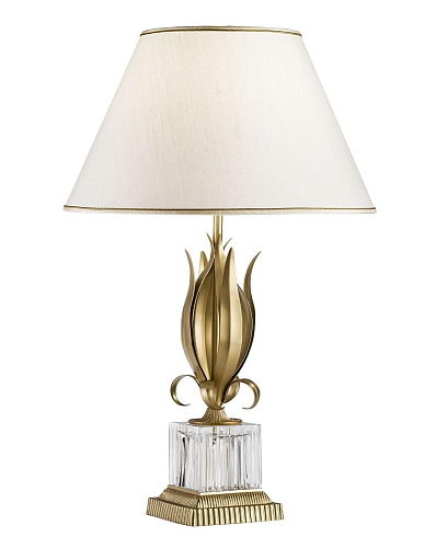 Lampada da Tavolo in Cristallo con Finitura Oro Antico
