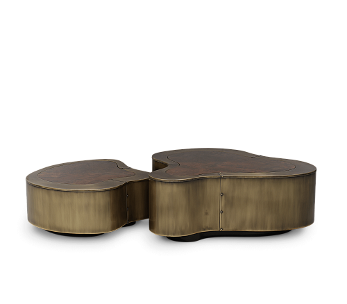 Set Tavolini da Caffè Crest in Patina e Noce