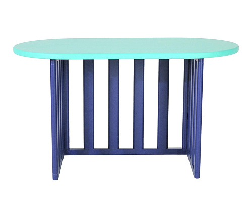 Tavolino Laterale Ovale Blu in Legno