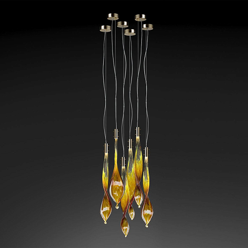 Pendente Murano con Foglie a 6 Luci