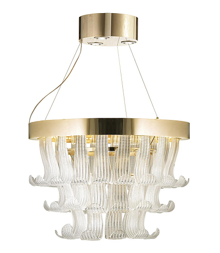 Lampadario ad Anello in Vetro di Murano Oro