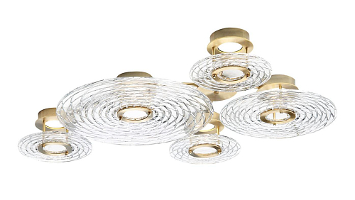 Plafoniera a Disco in Cristallo con Finitura Oro Soft