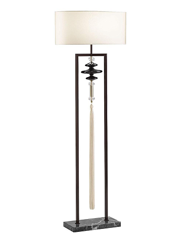 Lampada da Terra con Base in Marmo e Paralume Avorio