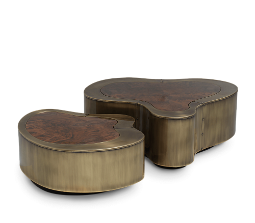 Set Tavolini da Caffè Crest in Patina e Noce