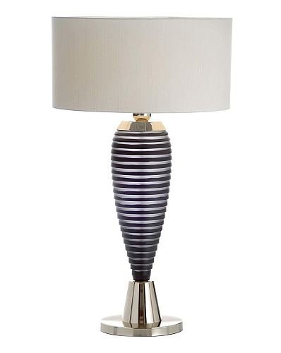 Lampada da Tavolo in Cristallo Nero e Trasparente con Finitura Oro Soft