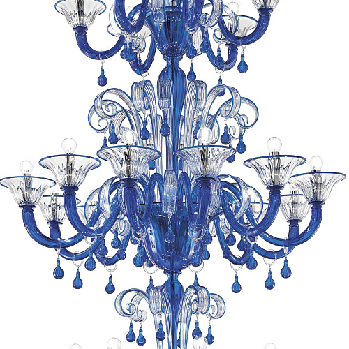 Lampadario Classico in Vetro di Murano Azzurro