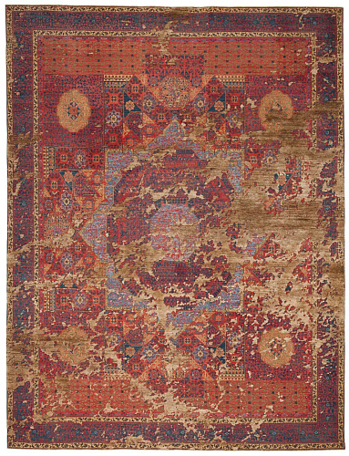 Tappeto Mamluk Columbus Sky Rosso Marrone Seta