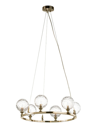Lampadario a 6 Luci in Oro Soft con Cristallo Tagliato a Mano
