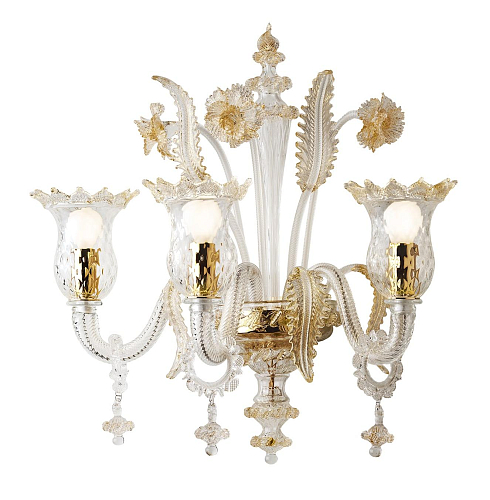 Applique Murano a 3 Luci in Oro