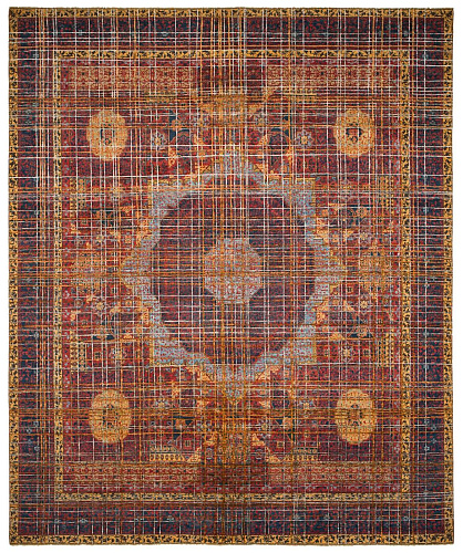 Tappeto Mamluk Columbus Web Rosso Grigio Seta
