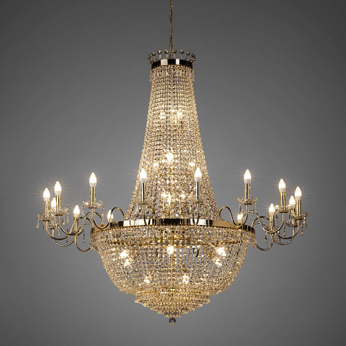 Lampadario di Lusso in Cristallo con Finitura Oro Soft
