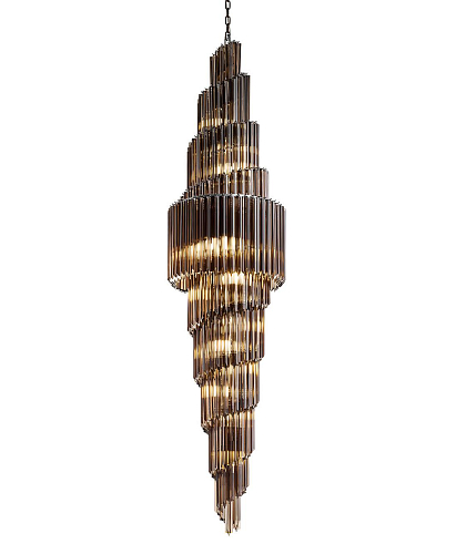 Lampadario Rotondo Brunito con Vetro Fumé Cioccolato