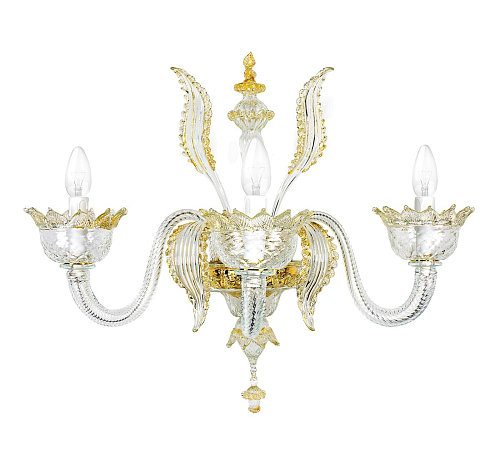 Applique Murano a 3 Luci con Dettagli Oro