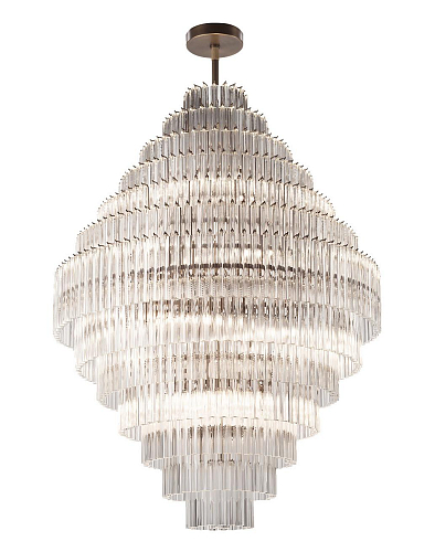 Lampadario Brunito in Ottone con Triedri Murano