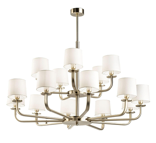 Lampadario a 15 Luci in Oro Chiaro Spazzolato